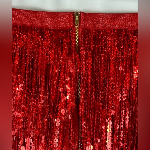 Red Sequin Fringe Tiered Skirt Small Medium - Picture 6 of 6